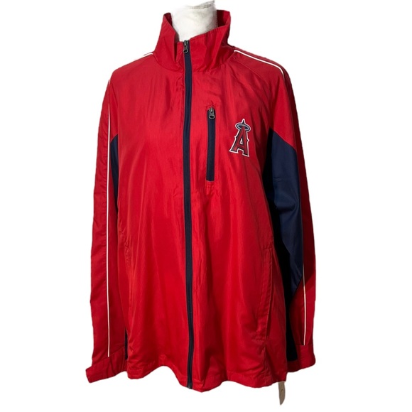 Ángels Red Long Sleeve Lightweight Windbreaker Shell Full Zip Up Jacket NEW - Picture 1 of 4
